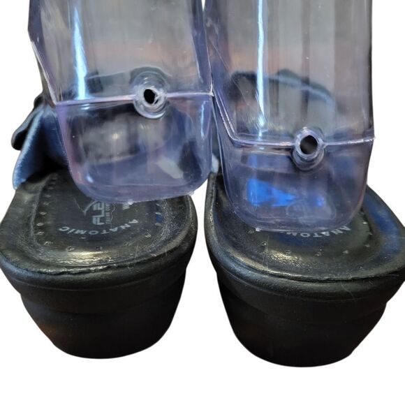 Flexus Italian Comfort By Spring Step Leather Sandals Black Red Floral, 8.5 - Picture 5 of 8